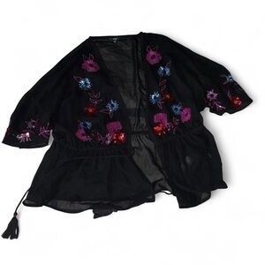 Black Floral Embroidered coverup